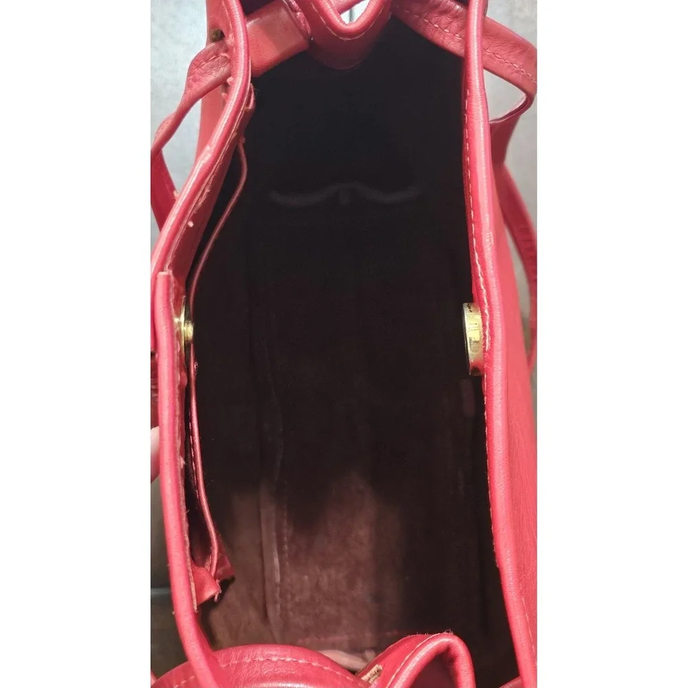Vintage Hans Koch Ltd Soho New York Red Leather Bucket Shoulder Bag‎ Braided
